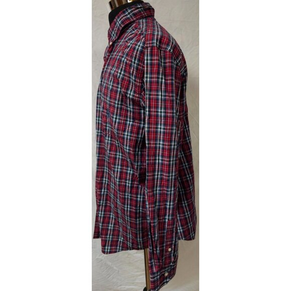 Chaps Easy Care XXL Red Plaid Long Sleeve Button Down Embroidered Logo Shirt - Picture 6 of 12